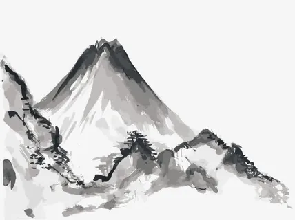 水墨山峰免抠
