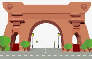 手绘场景天桥免抠