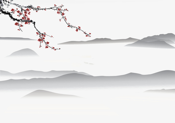 中国风水墨山水艺术画免抠