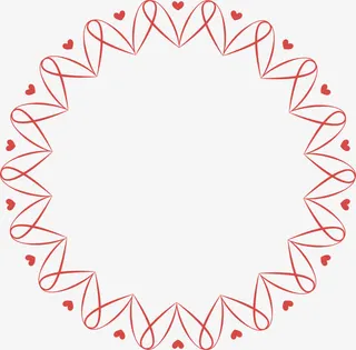 红色花边边框免抠