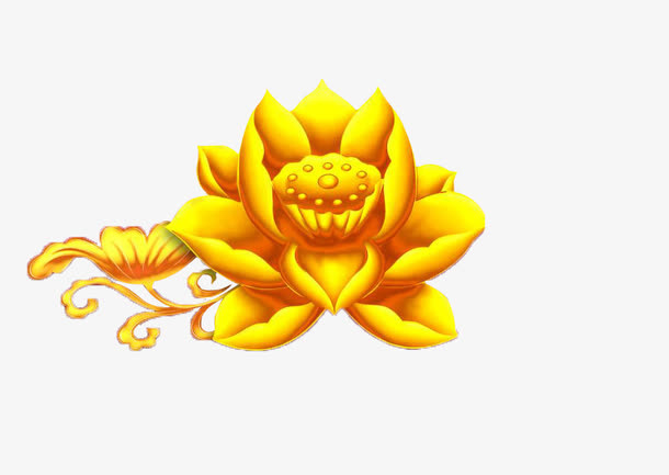 金色莲花银色花边中秋节免抠