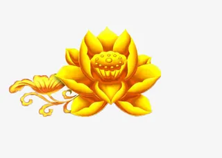 金色莲花银色花边中秋节免抠