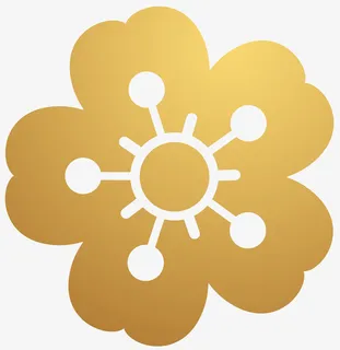 春节金色花朵花纹桃花图案剪纸免抠