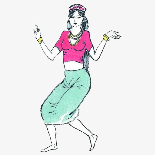 手绘舞蹈的*美女免抠