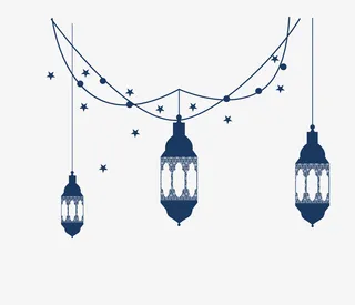 手绘节日装饰镂空深蓝色灯笼免抠