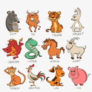 十二生肖动物卡通高清免扣素材免抠