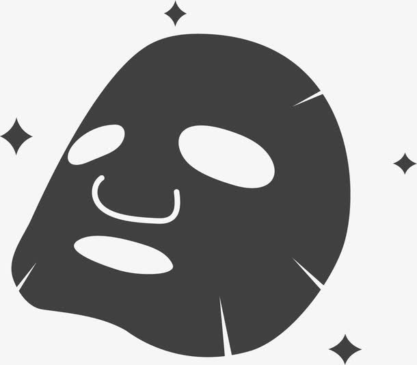 卡通手绘美容产品黑面膜免抠