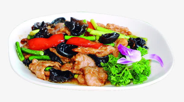 木耳蒜苔炒肉片免抠