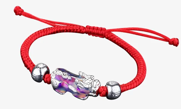 瑞诺纯银男士变色貔貅手链免抠