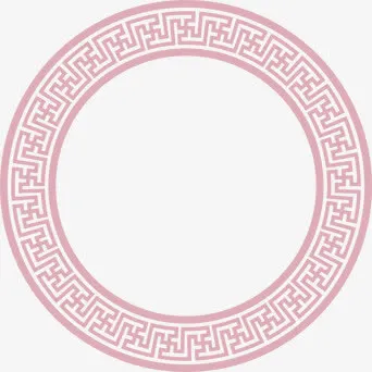 古风花纹边框淡红色免抠