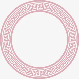 古风花纹边框淡红色免抠