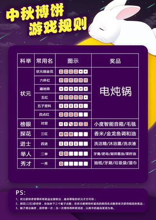 中秋博饼游戏规则免抠