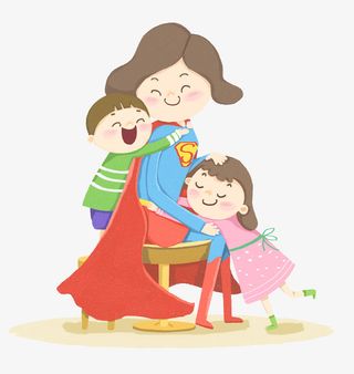 手绘可爱卡通插画母亲节超人妈妈免抠