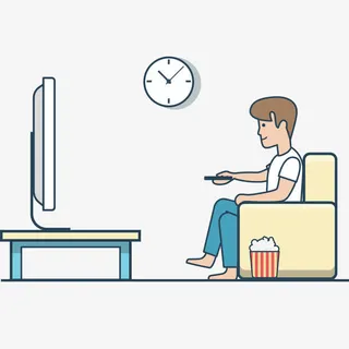 看电视的男人免抠