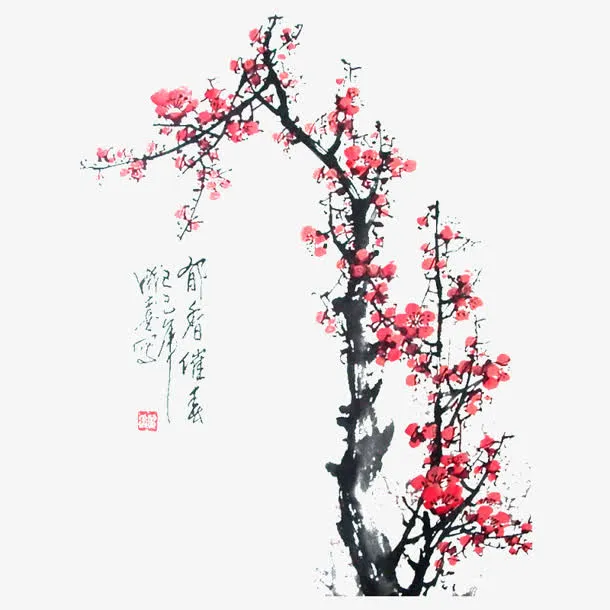 红色梅花素材花朵免抠