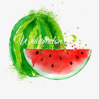 西瓜手绘水果免抠