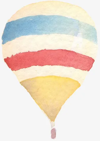 手绘热气球免抠