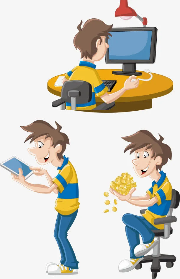 生活男人卡通人物矢量免抠