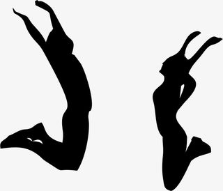 情人节跳跃的情侣剪影免抠