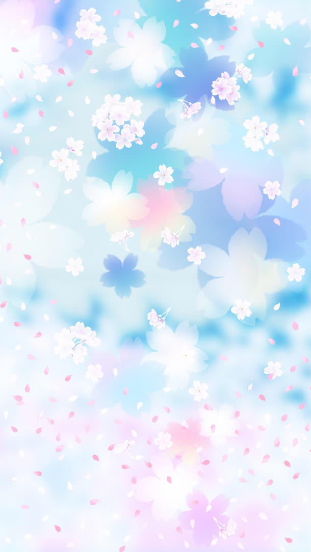 手绘梦幻花朵花瓣免抠背景H5背景元素