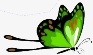 手绘绿色飞舞蝴蝶春天免抠装饰动物元素