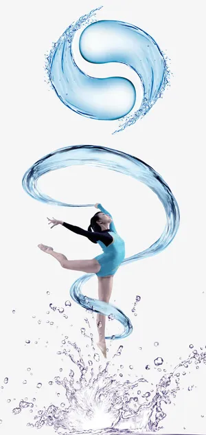 太极水造型装饰图案免抠