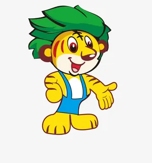 绿色头发的卡通小老虎免抠