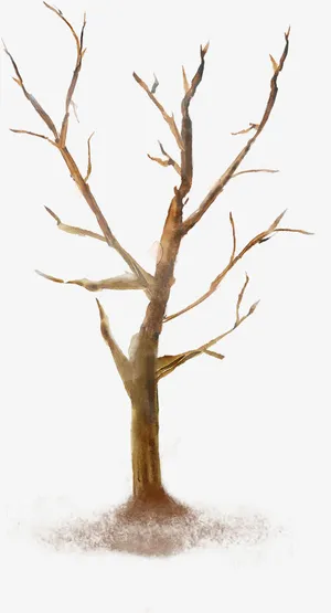 手绘棕色复古树枝装饰免抠