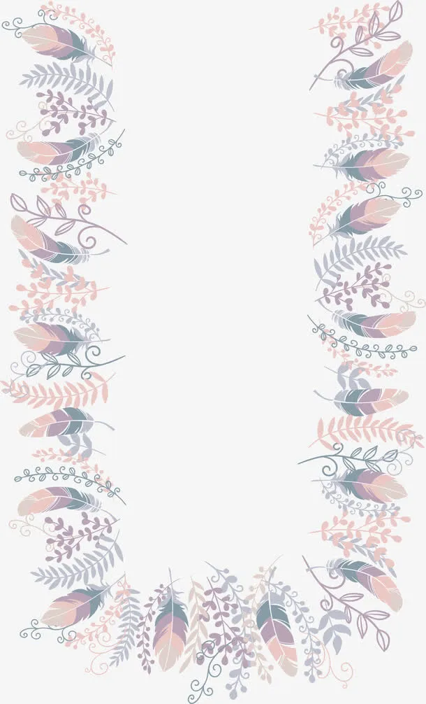 粉色羽毛框架免抠
