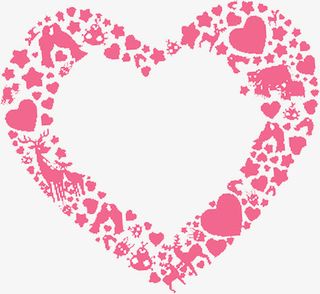 粉色爱心喜鹊创意设计免抠