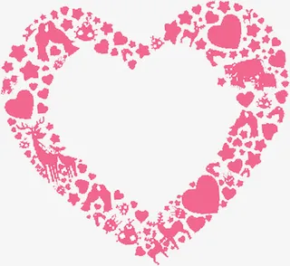 粉色爱心喜鹊创意设计免抠