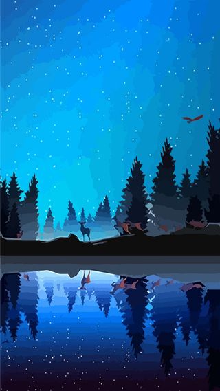 蓝色手绘安静的夜晚海报高清