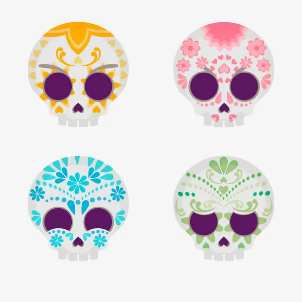 矢量环纹骷髅免抠