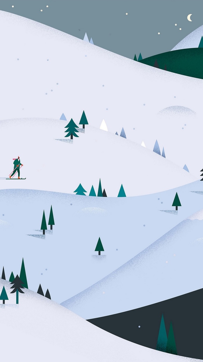 浪漫简洁卡通雪地h5背景高清