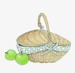 竹编篮子免抠