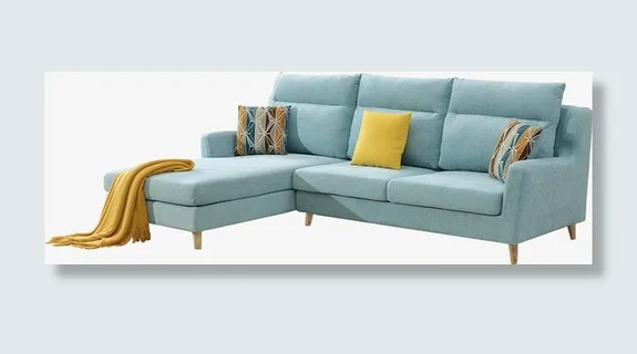 绿色沙发上的黄色靠垫免抠