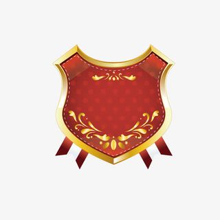 手绘红色盾牌装饰标签免抠