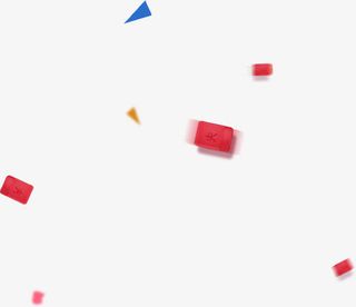 漂浮红色促销海报免抠