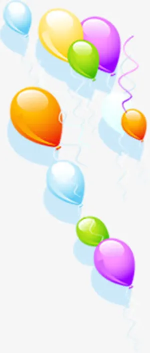 彩色唯美丝带气球免抠