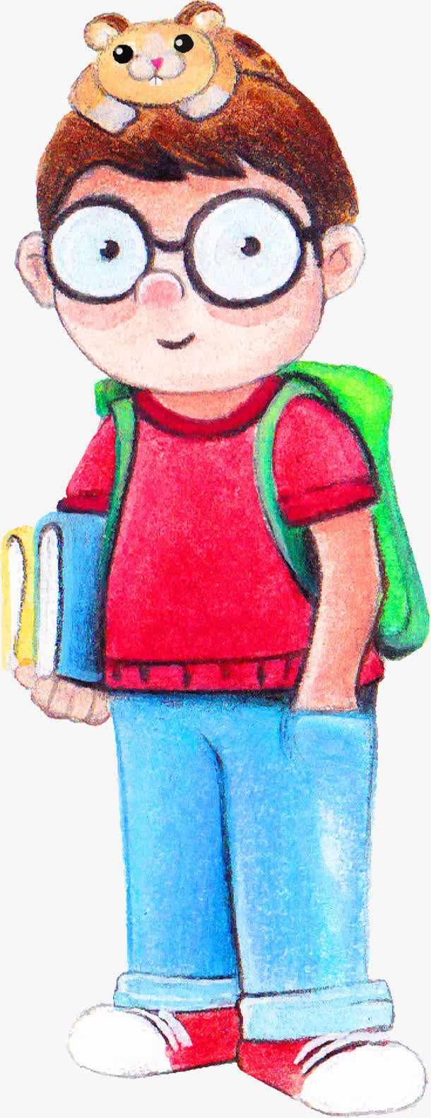 铅笔画男孩免抠