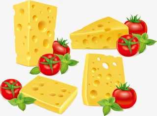 奶酪和西红柿矢量素材免抠