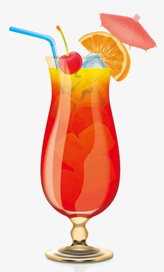 卡通海滩红色冰镇饮料png免抠