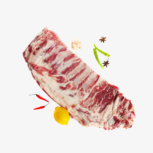 黑猪肋排素材免抠