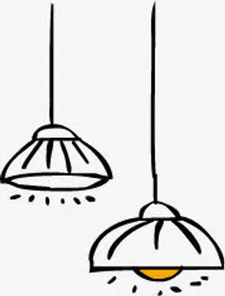 手绘漫画灯光吊灯创意免抠