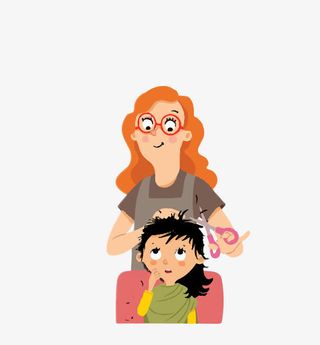 卡通手绘龙抬头理发插画免抠