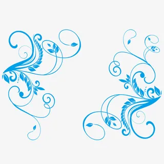 蓝白树枝装饰免抠