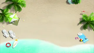 俯视沙滩海边夏日素材免抠