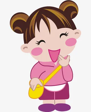 手绘高兴地女孩png图免抠