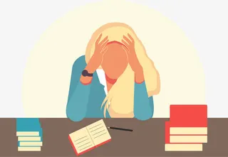 卡通手绘白领加班人物头晕形象设免抠