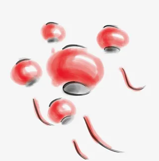 中国风红色水彩灯笼免抠